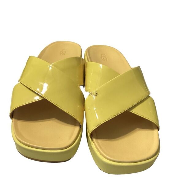 UGG EMILY Patent Leather Cross Slide Sandals 1107896 MARGARITA size 8.5 - Picture 1 of 8